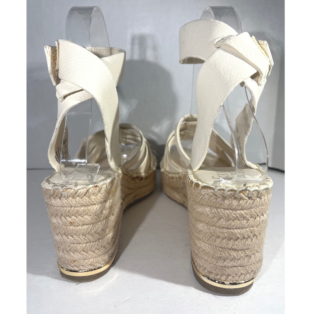 Franco Sarto Sandals Womens 7M White Carmina Espadrille Wedge Leather Platform - Picture 4 of 9